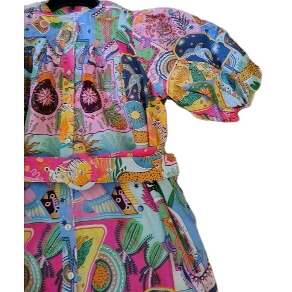 J Marie Sloan Belted Dress Size L Button Pockets100% Cotton Excellent Condition - Picture 9 of 13